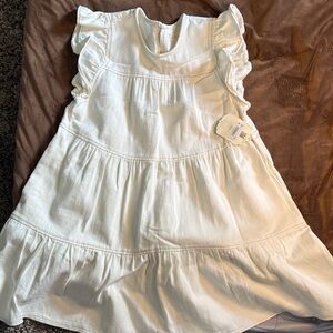 Altar'd State White Ruffle Mini Dress-heavy material